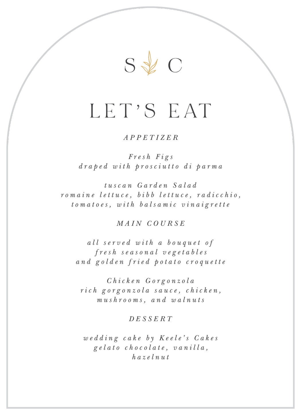 Sweet Initials Wedding Arch Menus