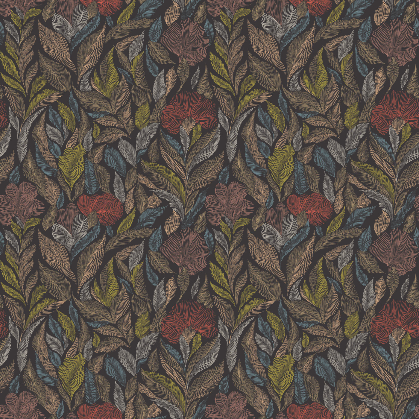 Etched Foliage Wallpaper