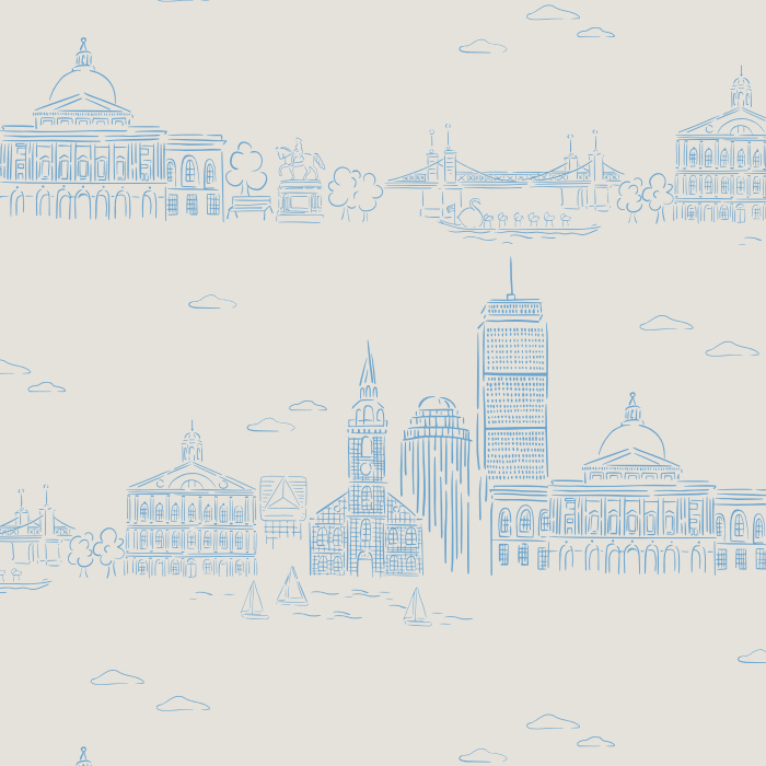 Create a tribute to your favorite destination with our Boston Sketch Peel and Stick Removable Wallpaper.