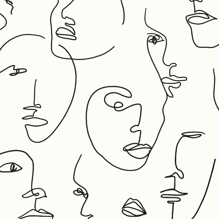 Create a uniquely chic space with our Abstract Faces Peel and Stick Removable Wallpaper. 