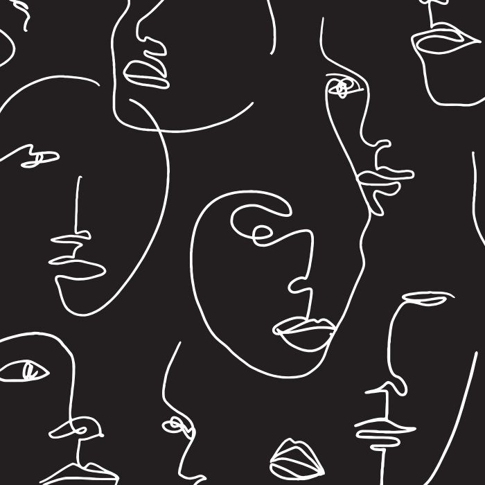 Create a uniquely chic space with our Abstract Faces Peel and Stick Removable Wallpaper. 