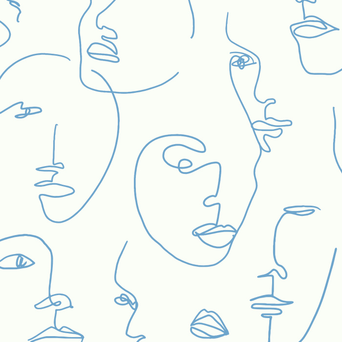 Create a uniquely chic space with our Abstract Faces Peel and Stick Removable Wallpaper. 