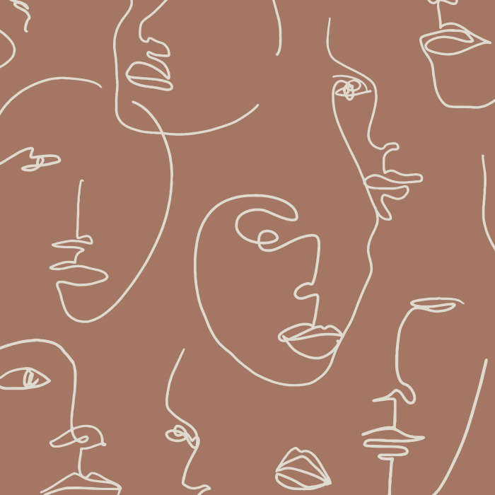 Create a uniquely chic space with our Abstract Faces Peel and Stick Removable Wallpaper.