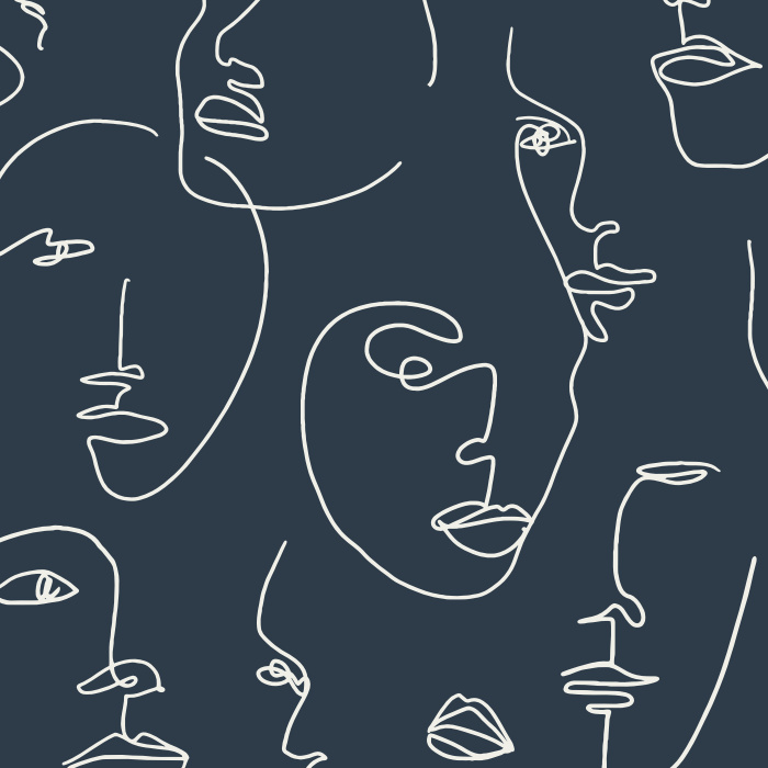 Create a uniquely chic space with our Abstract Faces Peel and Stick Removable Wallpaper. 