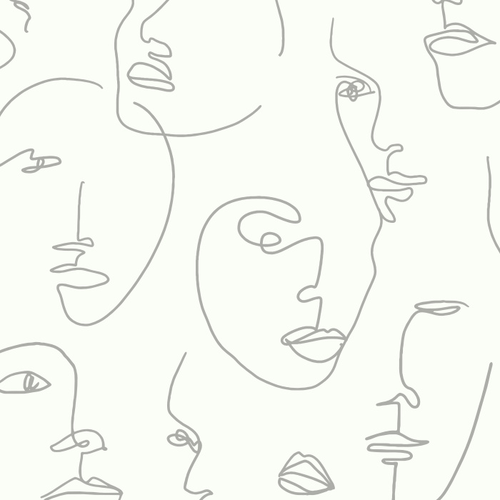 Create a uniquely chic space with our Abstract Faces Peel and Stick Removable Wallpaper. 