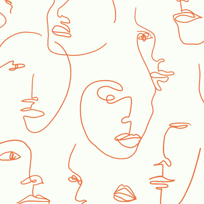 Create a uniquely chic space with our Abstract Faces Peel and Stick Removable Wallpaper.