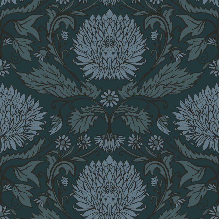 Add an antique look to any wall in your home with our Chrysanthemum Damask Peel And Stick Removable Wallpaper.