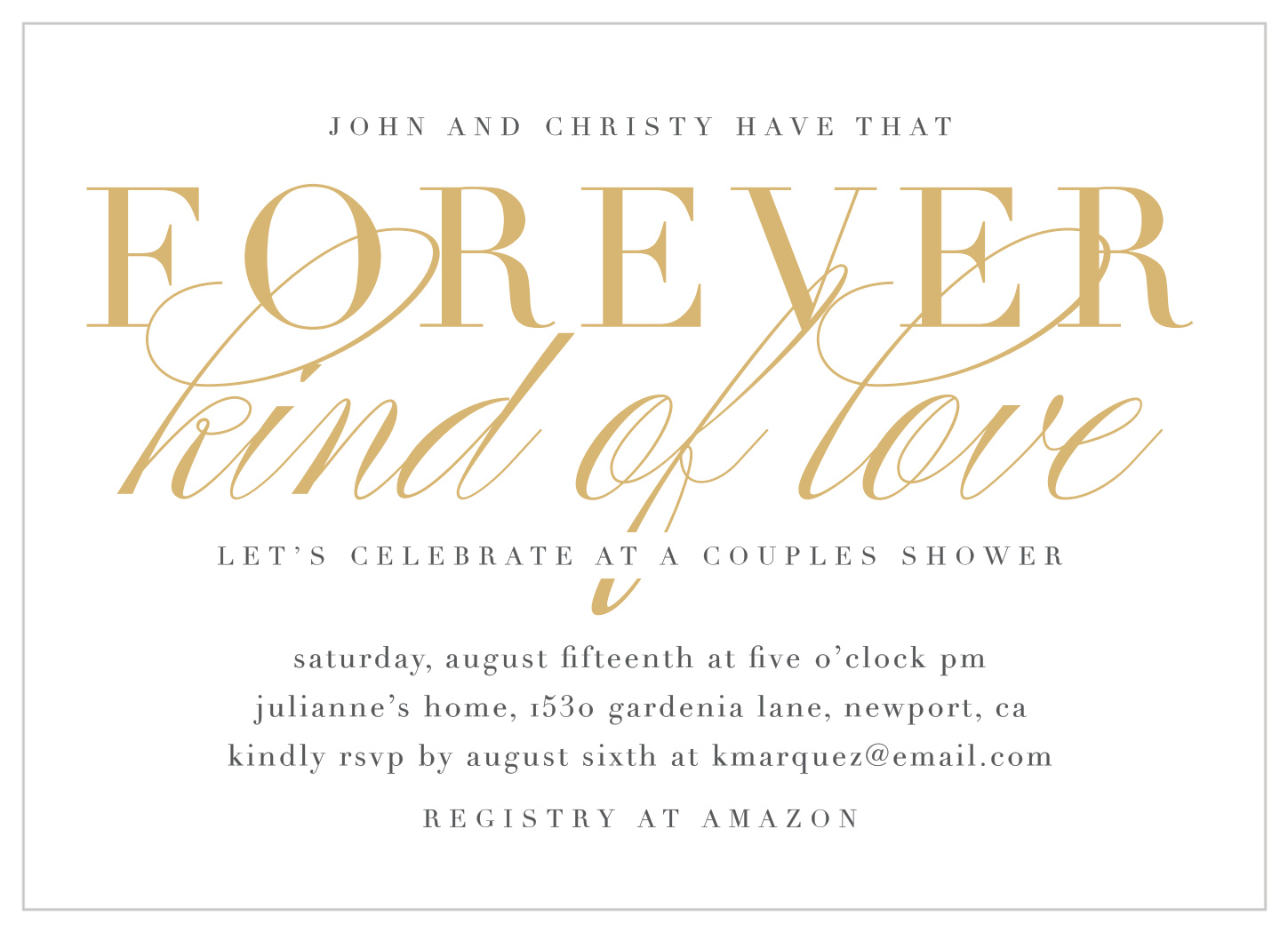 True Love Couple Bridal Shower Invitations