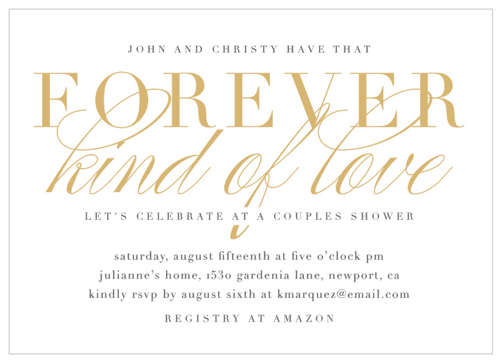Our True Love Couple Bridal Shower Invitations bring family and friends together to celebrate before the big day!