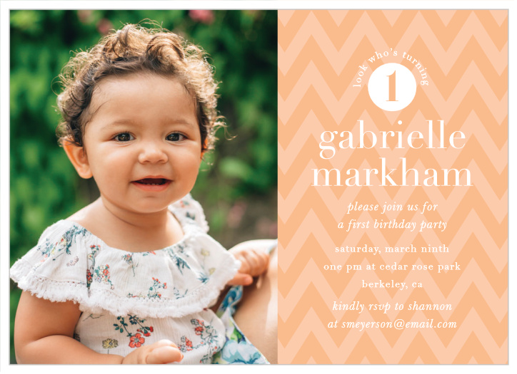 Our Chevron & Ribbon First Birthday Invitations bring your favorite people together to celebrate your little one's special day.