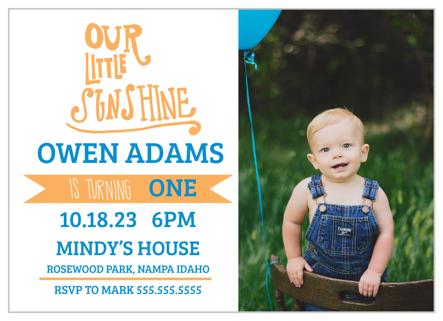 Our Little Sunshine First Birthday Invitations
