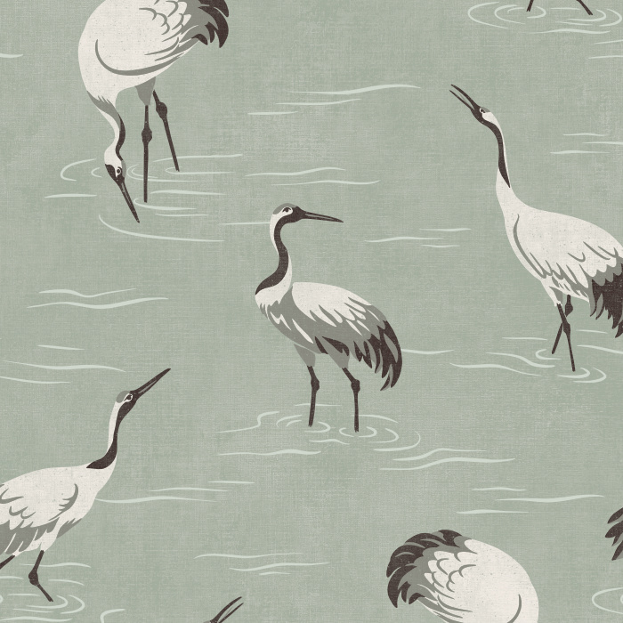 Create a stunning, modern space with our Japanese Cranes Peel and Stick Removable Wallpaper.
