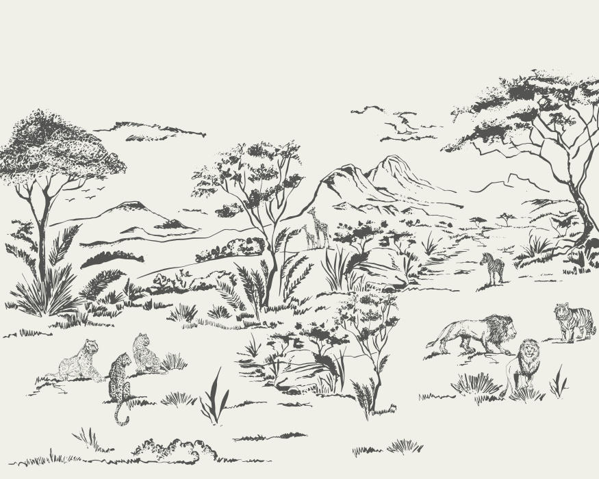Create a scenic getaway in your favorite space with our Safari Trace Peel and Stick Mural.