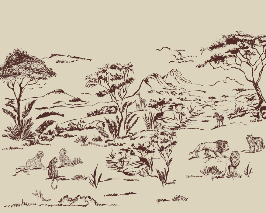 Create a scenic getaway in your favorite space with our Safari Trace Peel and Stick Mural.
