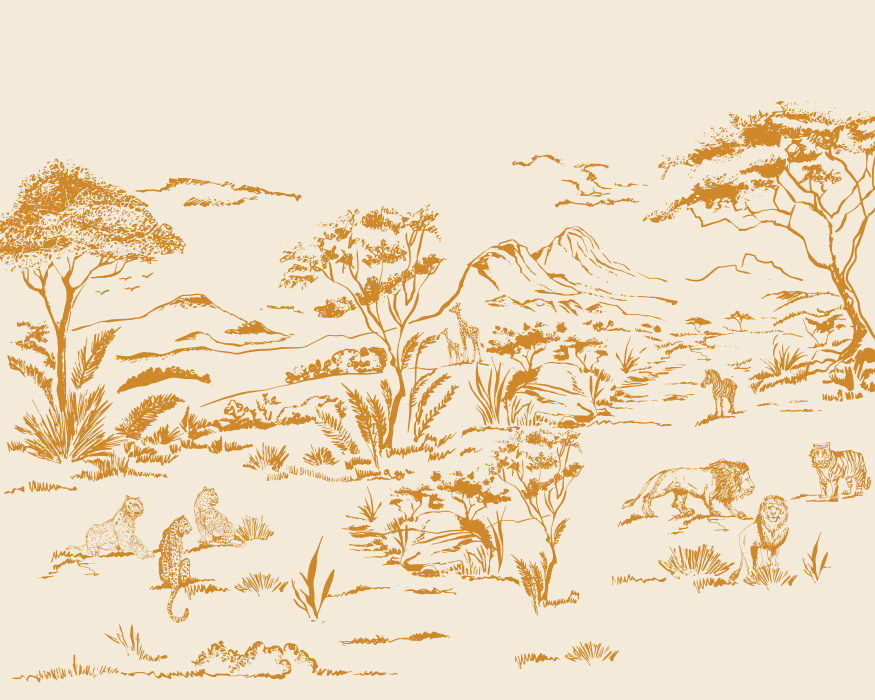 Create a scenic getaway in your favorite space with our Safari Trace Peel and Stick Mural.