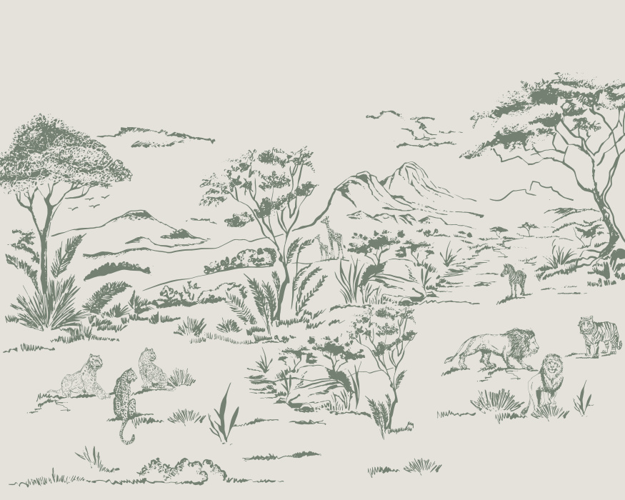 Create a scenic getaway in your favorite space with our Safari Trace Peel and Stick Mural.