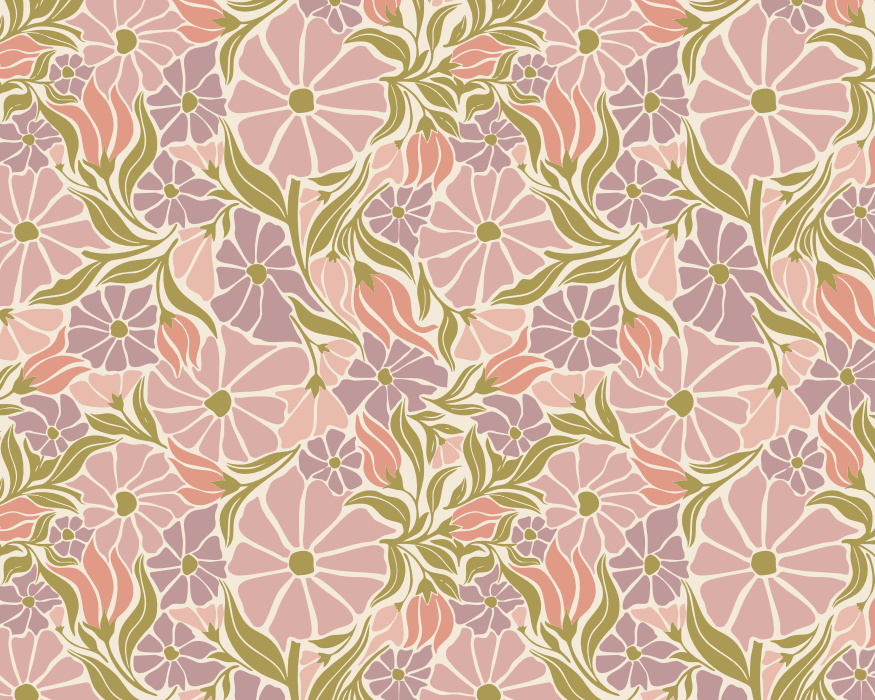 Transform your space with the Abstract Summer Florals Peel & Stick Mural, designed to bring a cheerful, retro-inspired vibe to any room.