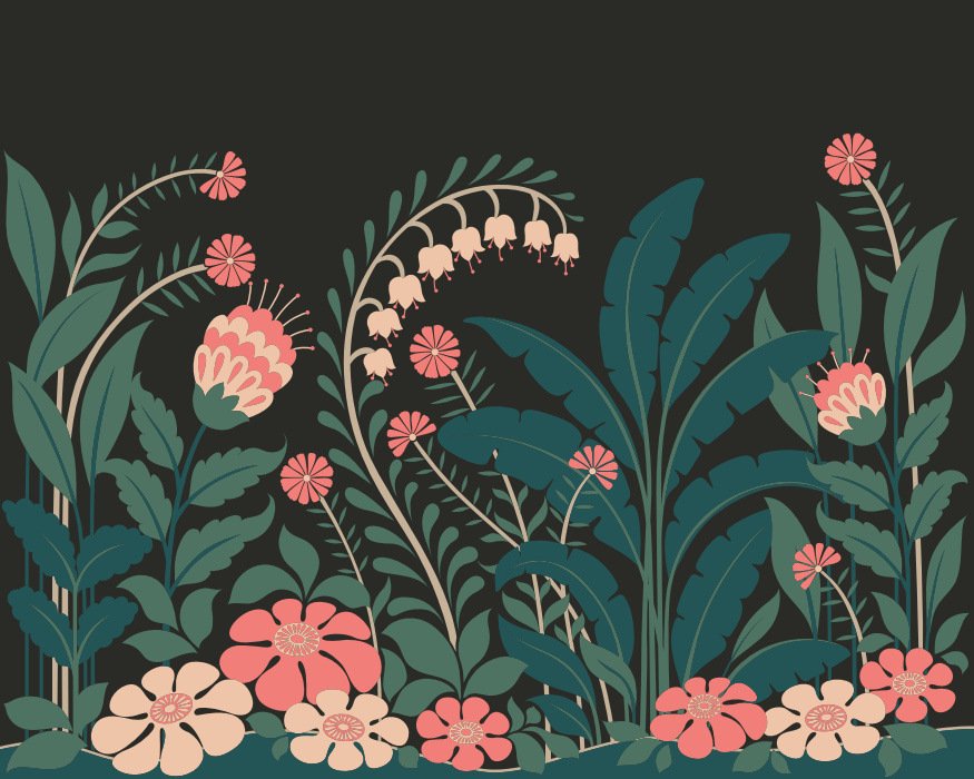 Create a stunning gardenscape with our Midnight Beauty Peel and Stick Mural.