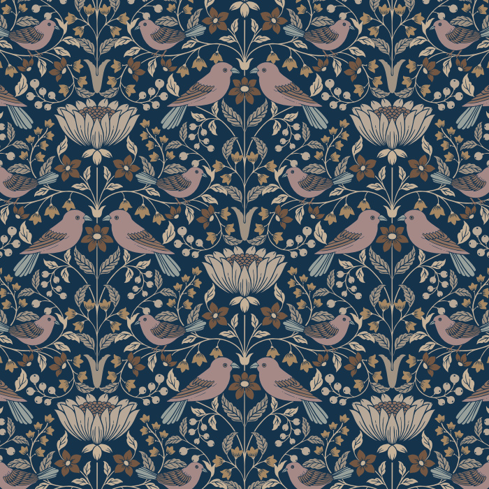 Reinvent your space in a mesmerizing way with our Berries & Birds Peel and Stick Removable Wallpaper.