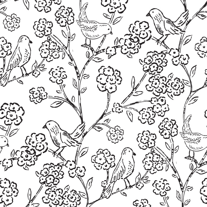 Create an adorably charming space with our Sumi Birds Peel and Stick Removable Wallpaper.