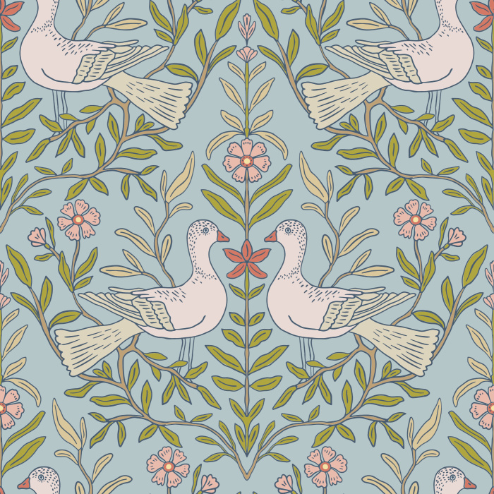 Add a bold and colorful look to any wall in your home with our Birds Damask Peel and Stick Removable Wallpaper.
