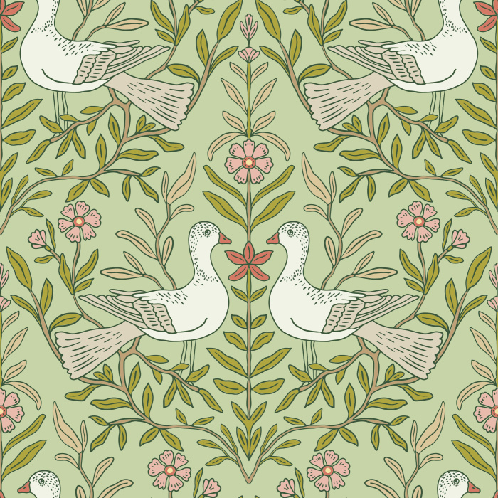 Add a bold and colorful look to any wall in your home with our Birds Damask Peel and Stick Removable Wallpaper.