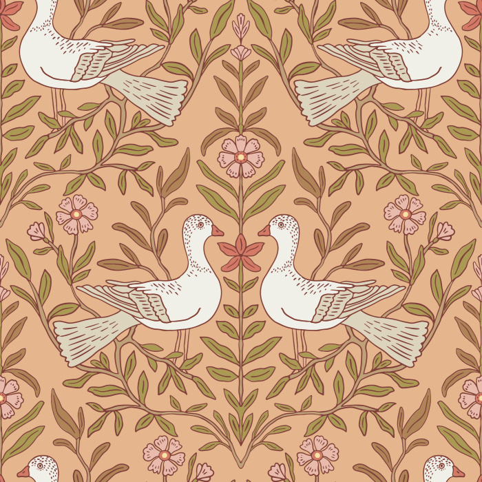 Add a bold and colorful look to any wall in your home with our Birds Damask Peel and Stick Removable Wallpaper.