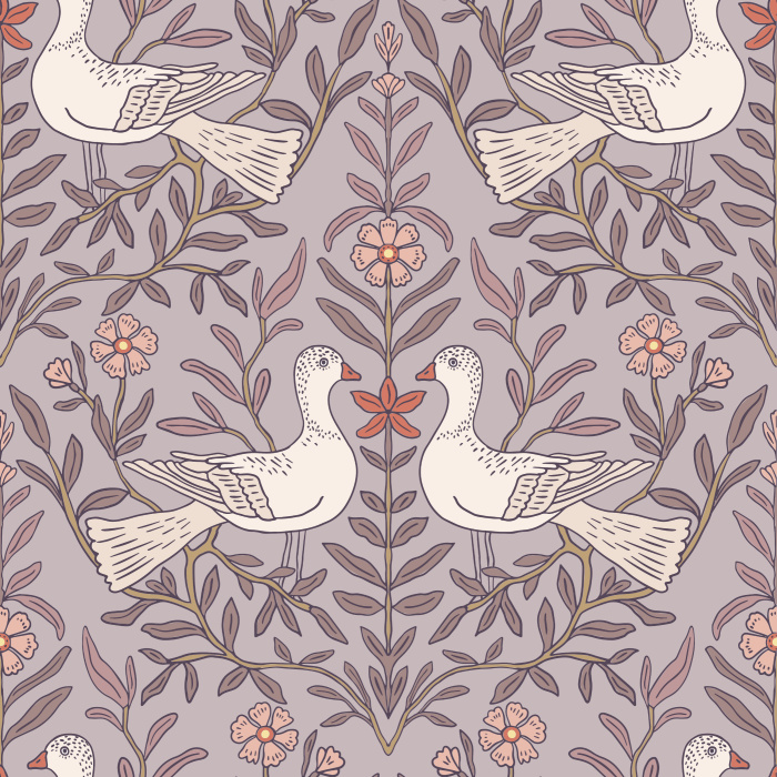 Add a bold and colorful look to any wall in your home with our Birds Damask Peel and Stick Removable Wallpaper.