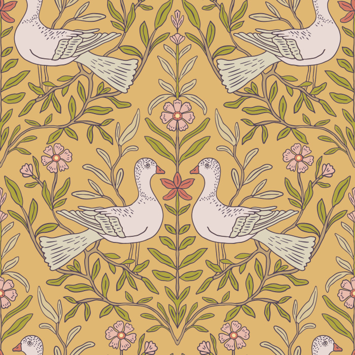 Add a bold and colorful look to any wall in your home with our Birds Damask Peel and Stick Removable Wallpaper.