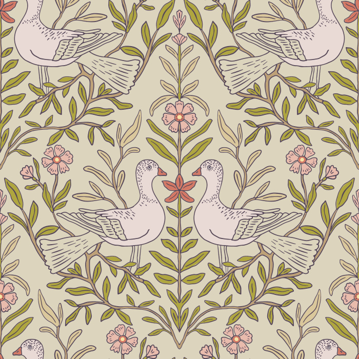 Add a bold and colorful look to any wall in your home with our Birds Damask Peel and Stick Removable Wallpaper.
