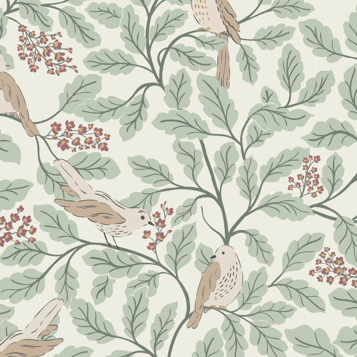 Create a beautifully charming space with our Bird Song Peel and Stick Removable Wallpaper.