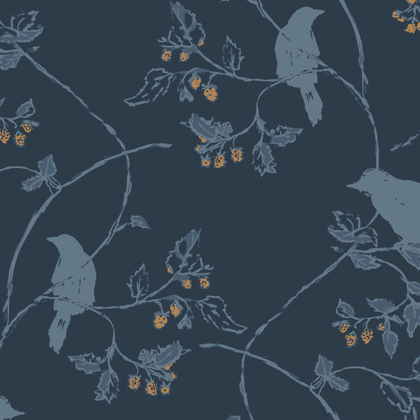 Blackbird Berry Wallpaper