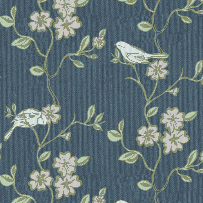 Create a delightfully charming atmosphere with our Flourish & Birds Peel and Stick Removable Wallpaper.