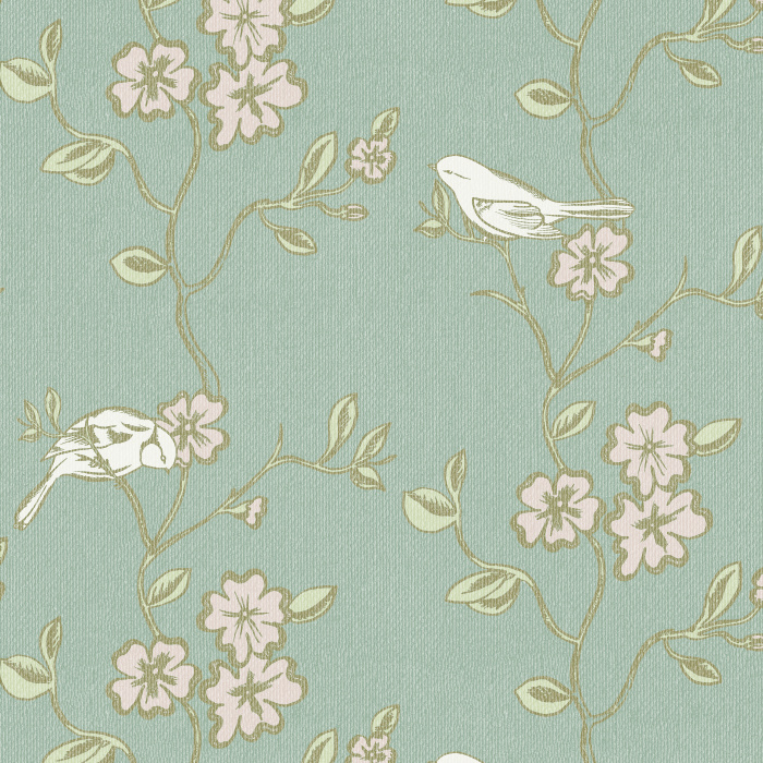 Create a delightfully charming atmosphere with our Flourish & Birds Peel and Stick Removable Wallpaper.