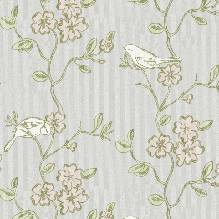 Create a delightfully charming atmosphere with our Flourish & Birds Peel and Stick Removable Wallpaper.