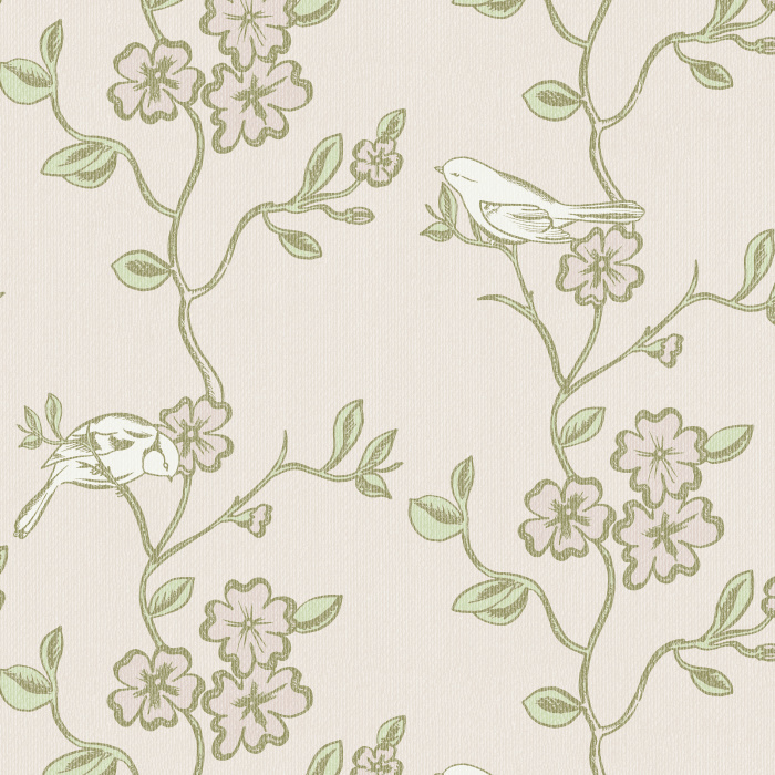 Create a delightfully charming atmosphere with our Flourish & Birds Peel and Stick Removable Wallpaper.