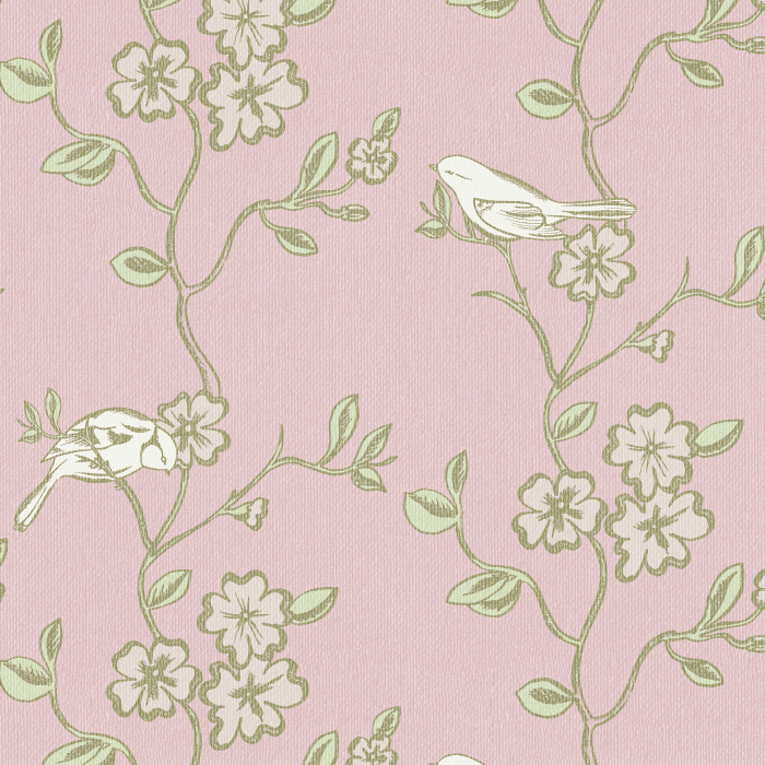 Create a delightfully charming atmosphere with our Flourish & Birds Peel and Stick Removable Wallpaper.