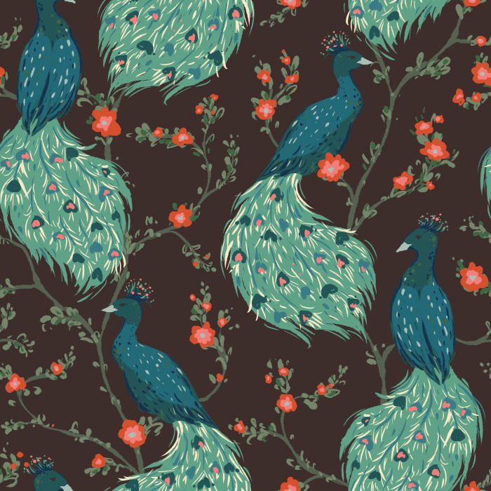 Create a stunning space with our Peacock Floral Peel and Stick Removable Wallpaper.