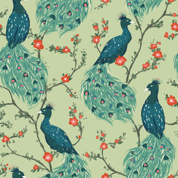 Create a stunning space with our Peacock Floral Peel and Stick Removable Wallpaper.