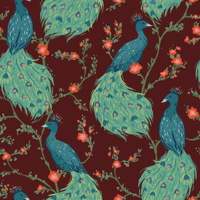 Create a stunning space with our Peacock Floral Peel and Stick Removable Wallpaper. 
