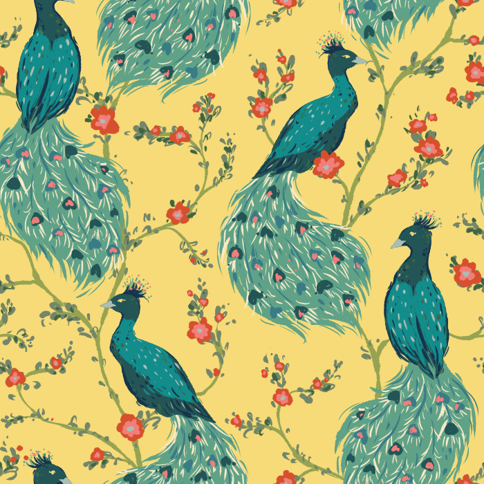 Create a stunning space with our Peacock Floral Peel and Stick Removable Wallpaper. 