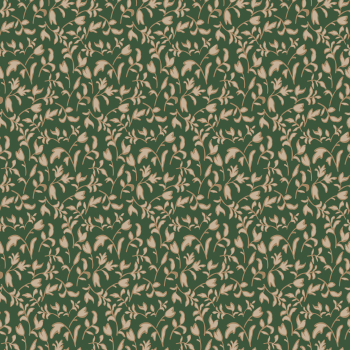 Leaf Arches Wallpaper features a graceful arched leaf motif in soft beige tones over a warm tan background, creating a timeless, cozy aesthetic.