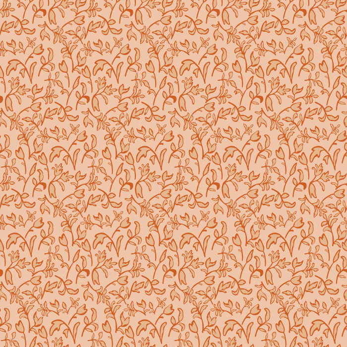 Leaf Arches Wallpaper features a graceful arched leaf motif in soft beige tones over a warm tan background, creating a timeless, cozy aesthetic.