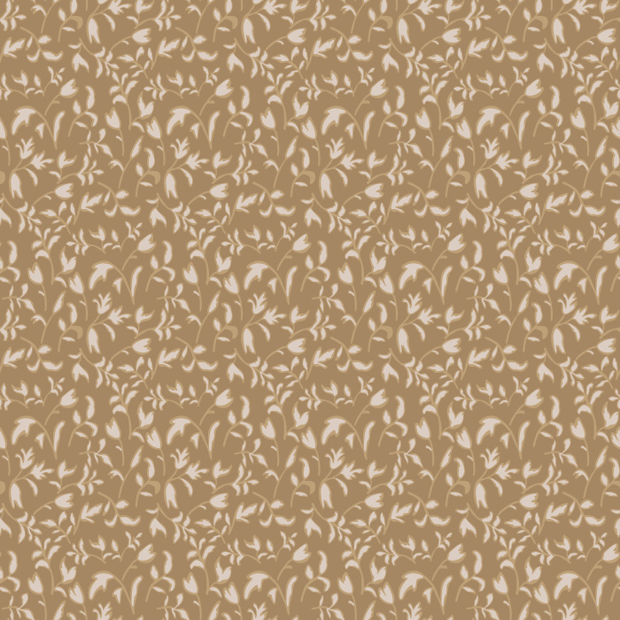 Leaf Arches Wallpaper features a graceful arched leaf motif in soft beige tones over a warm tan background, creating a timeless, cozy aesthetic.