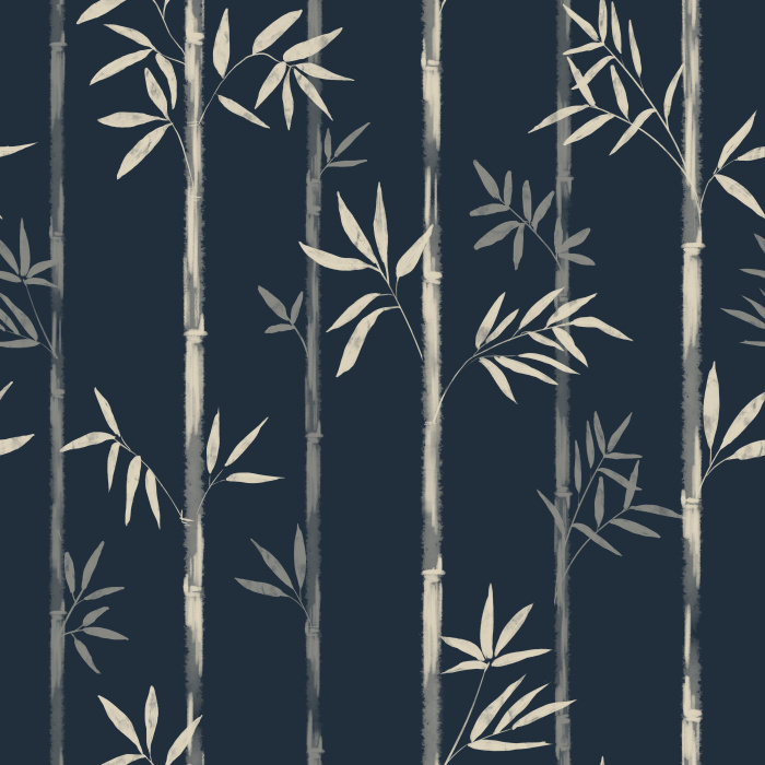 Bamboo Dreams Wallpaper brings serene, spa-like elegance to your space with tall, hand-painted bamboo stalks and delicate leaf silhouettes.