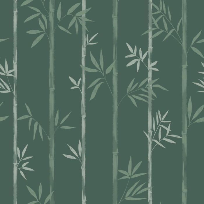 Bamboo Dreams Wallpaper brings serene, spa-like elegance to your space with tall, hand-painted bamboo stalks and delicate leaf silhouettes.