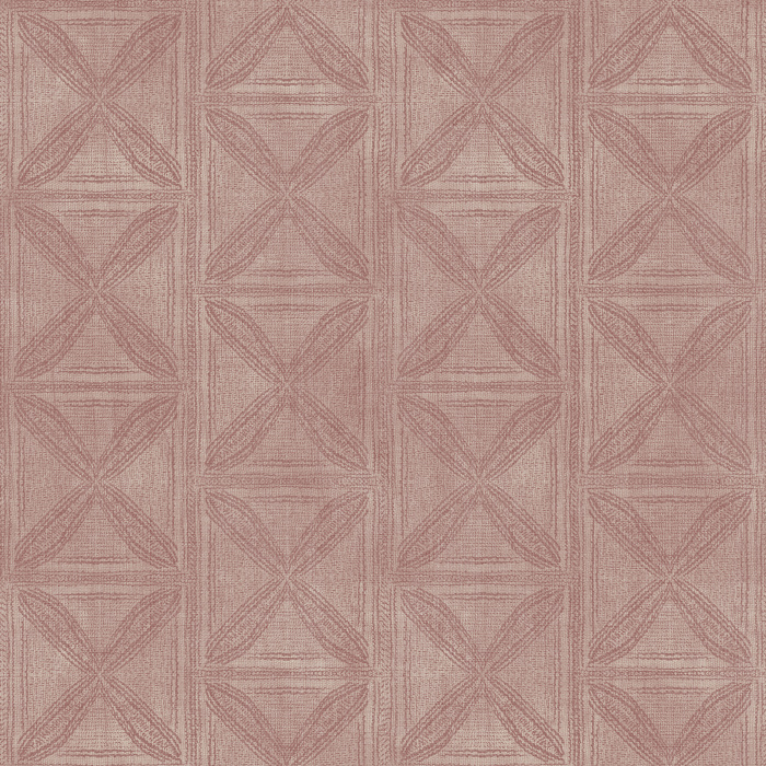 Boho Texture Wallpaper features a modern geometric grid with hand-drawn detailing and subtle distressed texture in a soft dusty rose hue.
