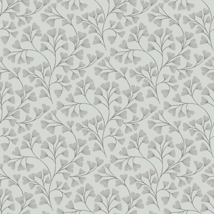 Ginko Breeze Wallpaper showcases a delicate, repeating pattern of ginkgo leaves in soft brown and earthy taupe tones, evoking a grounded yet elegant atmosphere.