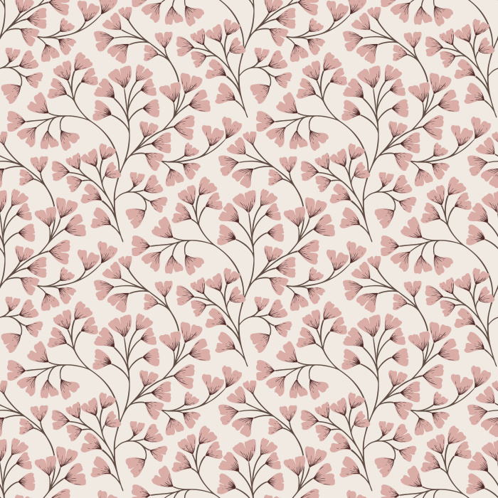 Ginko Breeze Wallpaper showcases a delicate, repeating pattern of ginkgo leaves in soft brown and earthy taupe tones, evoking a grounded yet elegant atmosphere.