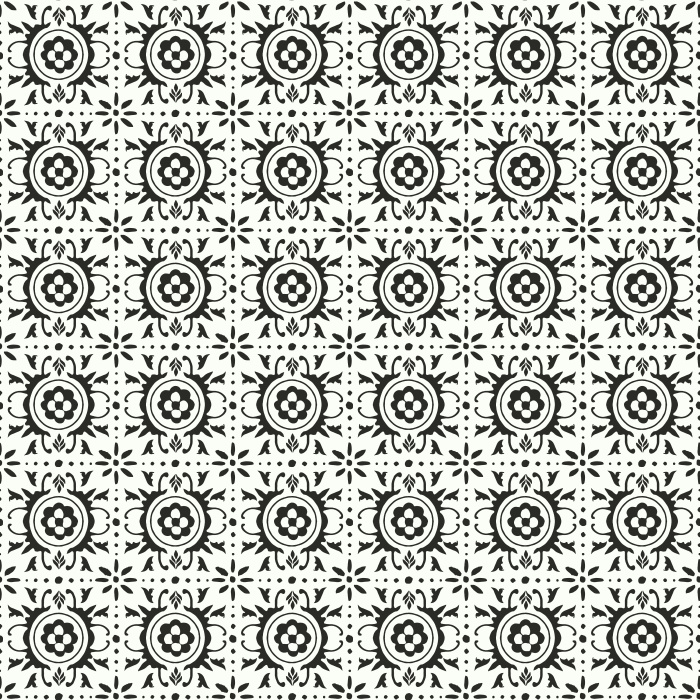 Spanish Tiles Wallpaper features a classic Mediterranean-inspired floral tile motif in warm tan and cream, bringing old-world charm to any space.